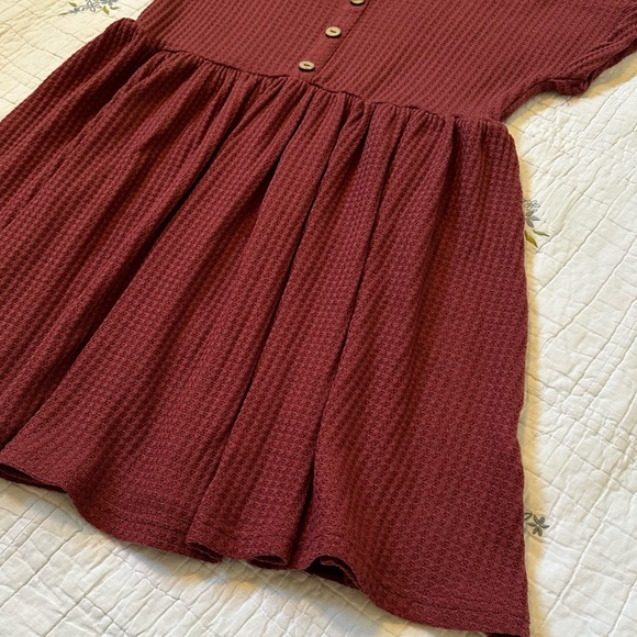 XS short sleeved rust color dress - babydoll dress with buttons - Picture 2 of 13